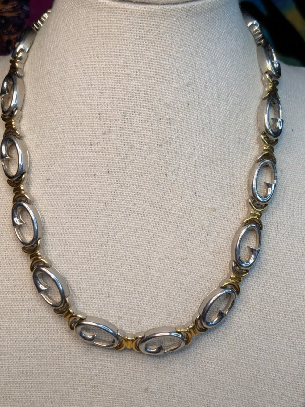 Two‑Tone XO Link Necklace – Silver & Gold Chain, 16"